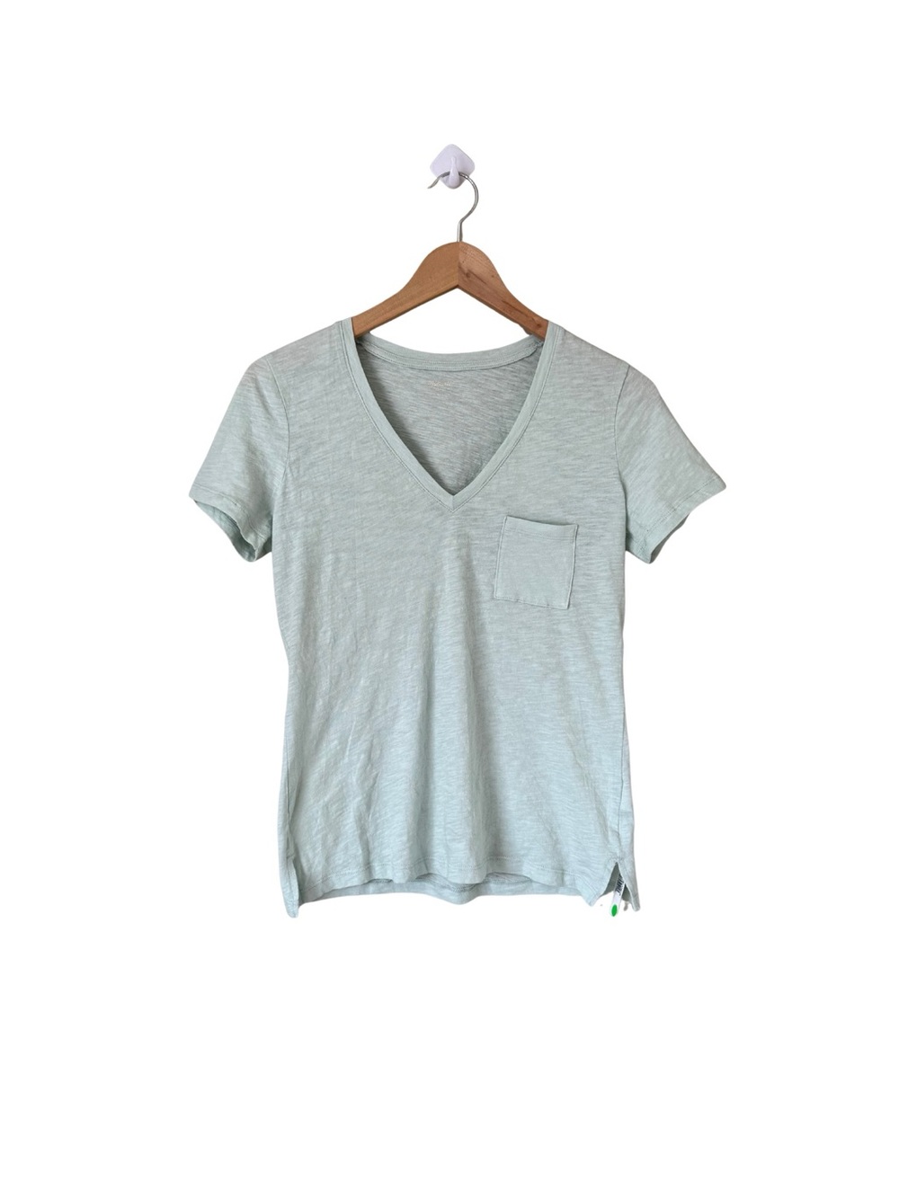 Madewell - NWT Slub Cotton V Neck Tee in Heathered Mint Size Small